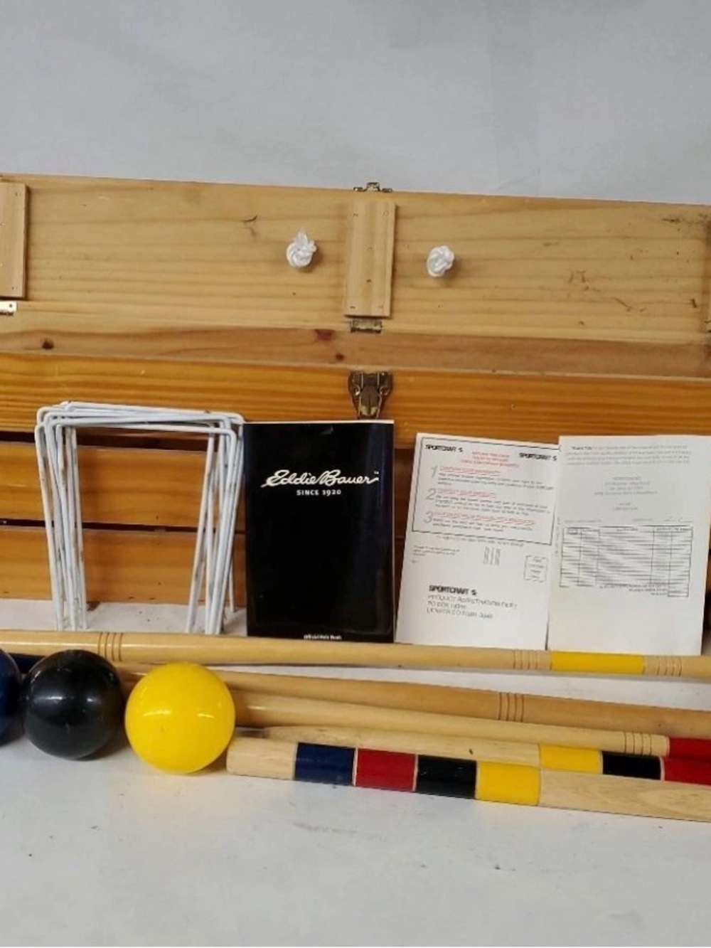 Eddie Bauer Yellow and Black Croquet Mallet Set excellent condition